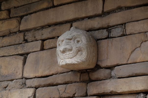 The only cabeza clava still standing in its original place - they represented mythical creatures from the chavín culture