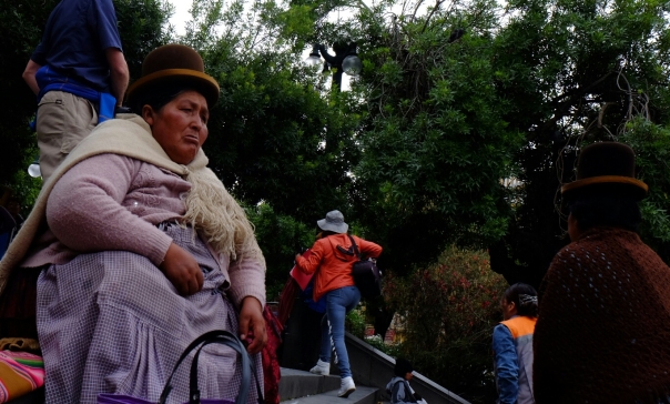 Cholita chilling at Plaza Murillo - La Paz